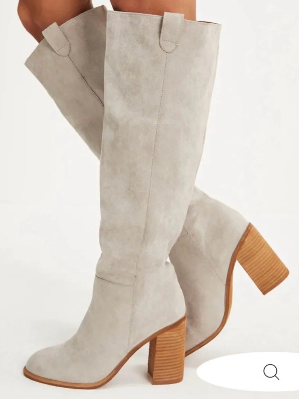 Vici Light Gray Over-the-Knee Suede Block Heel Boots